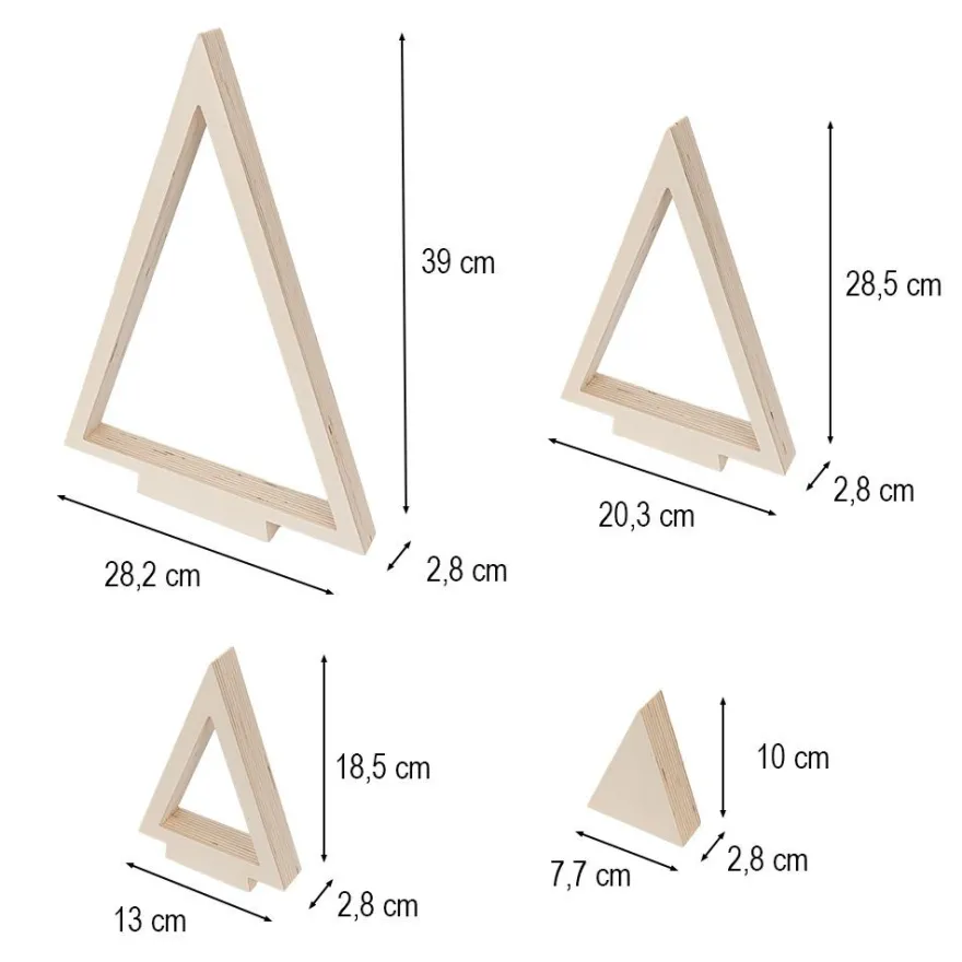 Tannen-Podeste & -Aufsteller, Rohlinge aus Holz, 10cm bis 39cm hoch, 4 Stück