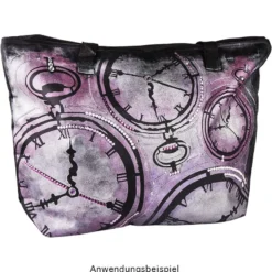 Tasche "Melina", Satin, 55cm x 31cm x 15cm, schwarz