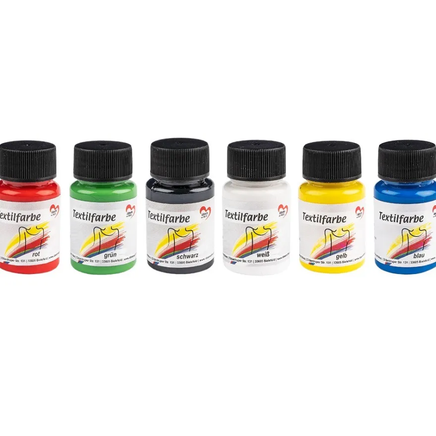 Textilfarben, 6 x 30ml, 6 Farben