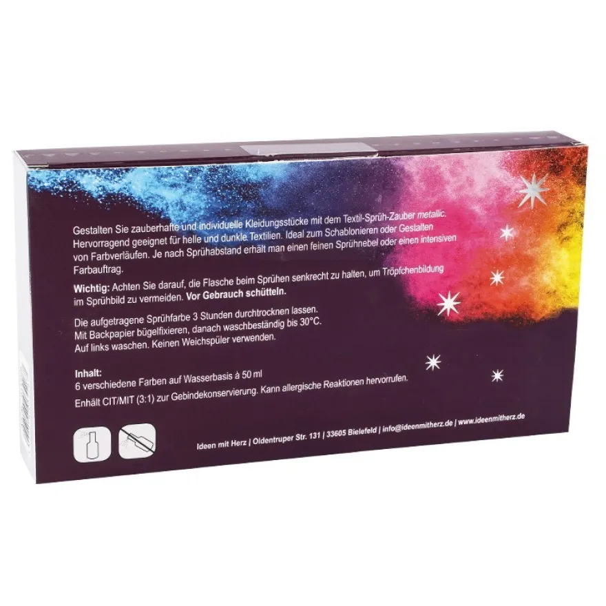 Textil-Sprüh-Zauber metallic 3/Textil-Sprühfarbe, 6 x 50ml, 6 Farben