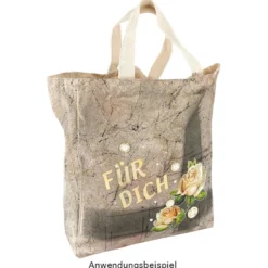 Textil-Tasche, 27cm x 32cm x 10cm, mit kurzen Tragehenkeln, natur