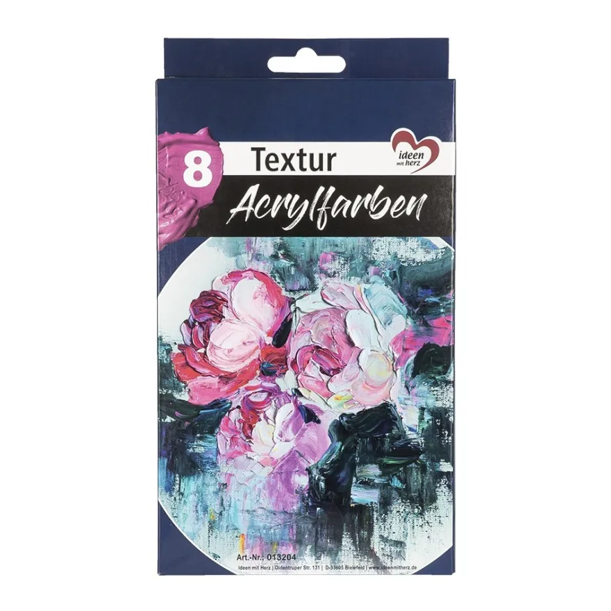 Textur-Acrylfarben, 8 verschiedene Farben, je 18ml