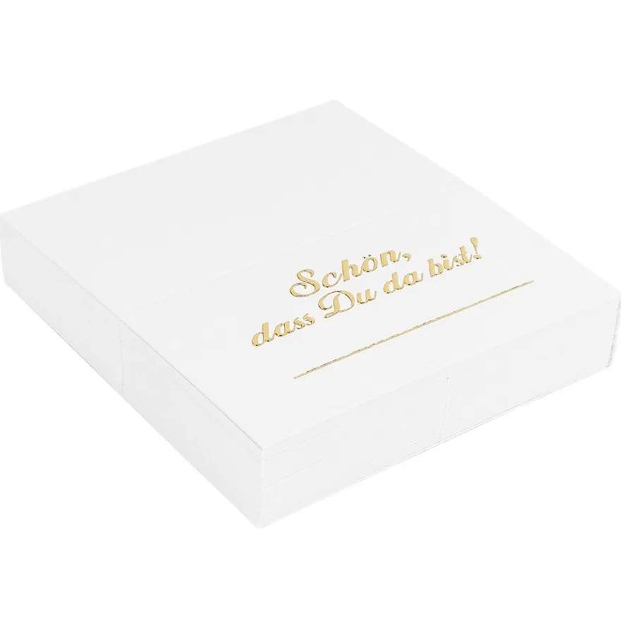 Tischkarten "Schön, dass du da bist" 1, 10cm x 9cm, Perlmuttkarton 300g/m², 50 Stück