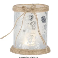 Tisch-Laternen, Ø 7,9cm, 10,3cm hoch, transparent/weiß, 5 Stück