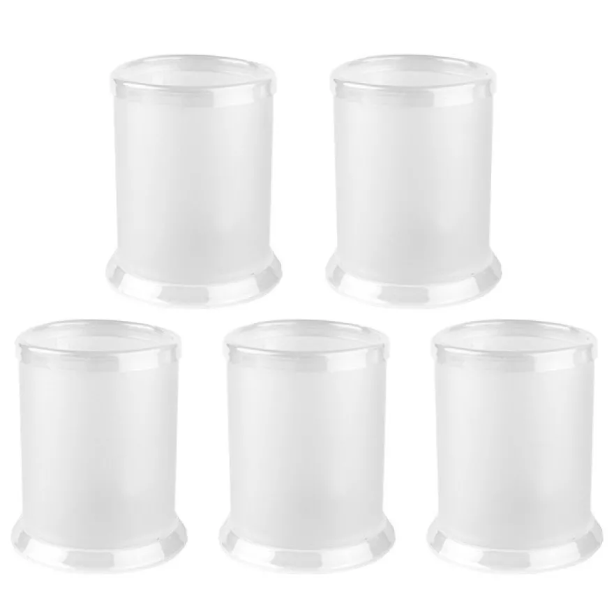 Tisch-Laternen, Ø 7,9cm, 10,3cm hoch, transparent/weiß, 5 Stück