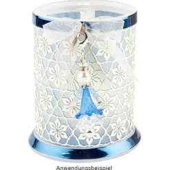 Tisch-Laternen, Ø 7,9cm, 10,3cm hoch, transparent/weiß, 5 Stück