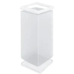 Tisch-Laternen, Quader, Laterne & Fuß: 8,5cm x 8,5cm, 20cm hoch, transparent-weiß,, 5 Stück