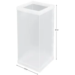 Tisch-Laternen, Quader, Laterne & Fuß: 8,5cm x 8,5cm, 20cm hoch, transparent-weiß,, 5 Stück