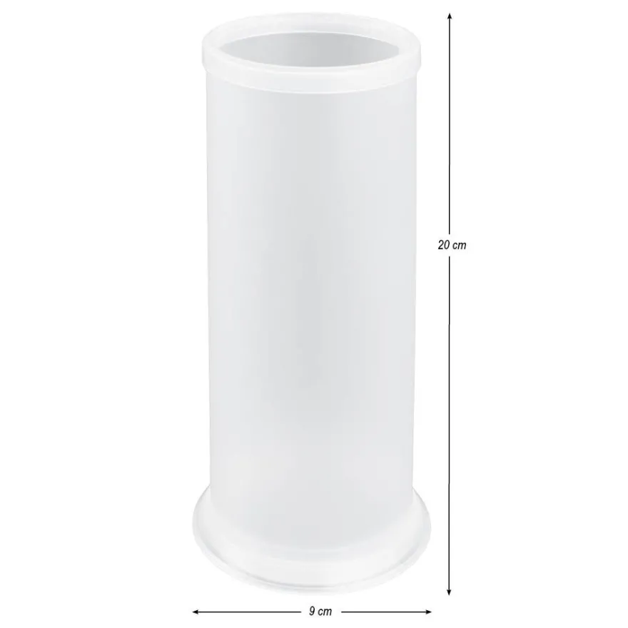 Tisch-Laternen, Zylinder, Laterne: Ø7,8cm, Fuß: Ø9cm, 20cm hoch, transparent-weiß, 5 Stück