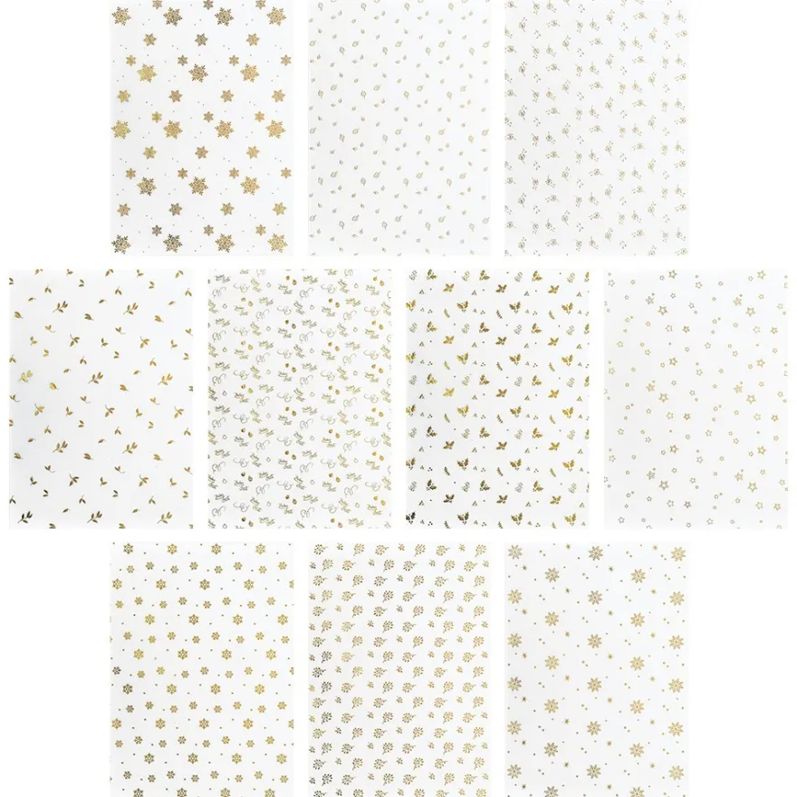 Transparentpapier mit Goldfolienveredelung, Sortierung 4, DIN A4, 10 Designs, weiß, 20 Bogen