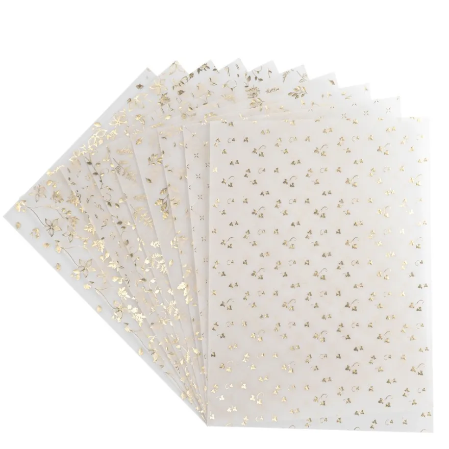 Transparentpapier mit Goldfolienveredelung, Sortierung 2, DIN A4, 10 Designs, weiß, 20 Bogen