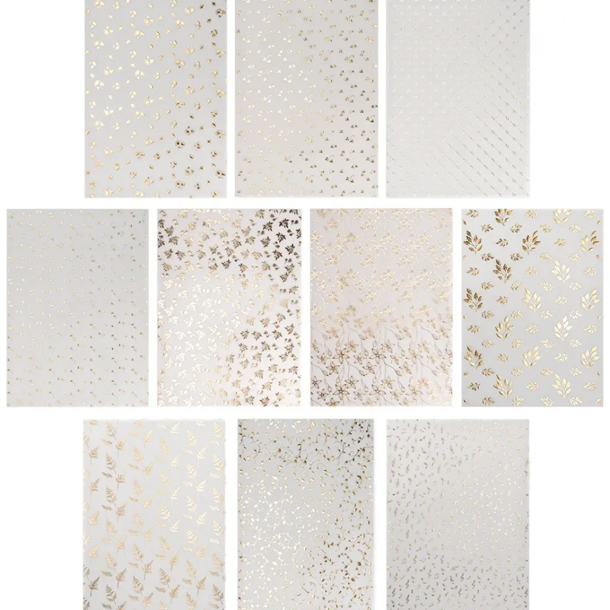 Transparentpapier mit Goldfolienveredelung, Sortierung 2, DIN A4, 10 Designs, weiß, 20 Bogen