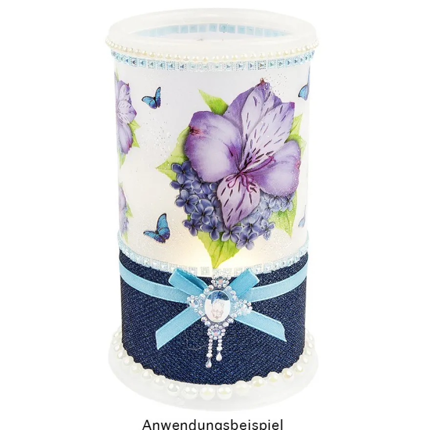 Transparent-Stickerbogen, Blumen in Blau-Violett, 10cm x 30cm, 10 Bogen