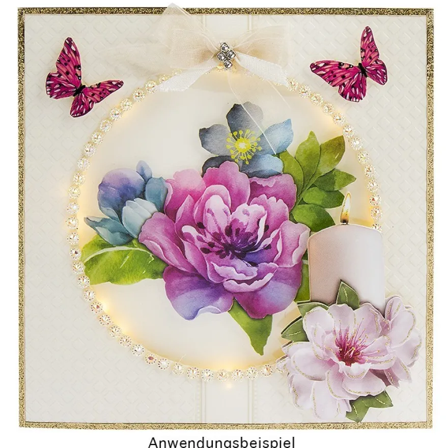Transparent-Stickerbogen, Blumen in Blau-Violett, 10cm x 30cm, 10 Bogen