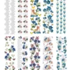 Transparent-Stickerbogen, Edelweiß & Spitze, verschiedene Designs, 10cm x 30cm, 10 Bogen