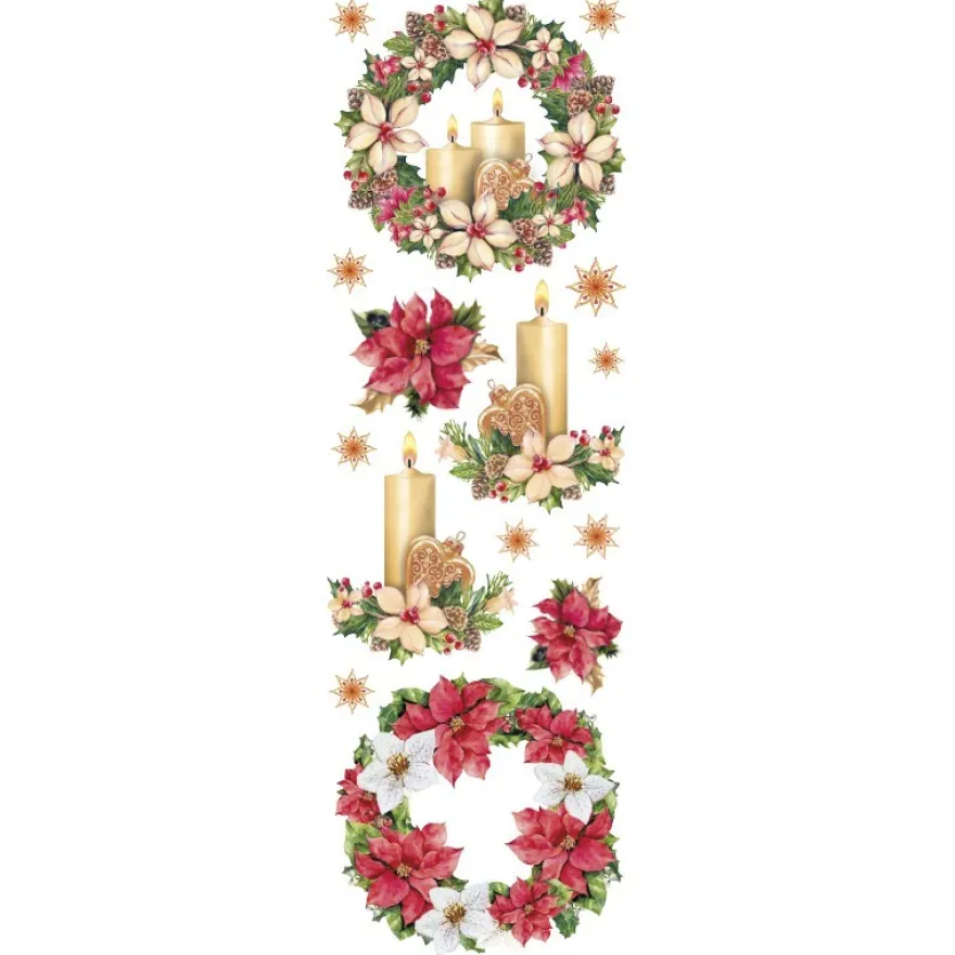 Transparent-Stickerbogen, Engel & weihnachtliche Floristik, versch. Designs, 10cm x 30cm, 10 Bogen