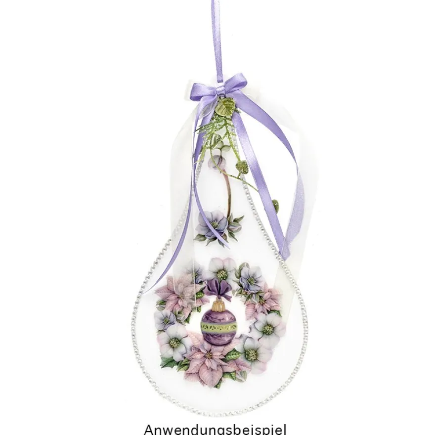 Transparent-Stickerbogen, Engel & weihnachtliche Floristik, versch. Designs, 10cm x 30cm, 10 Bogen