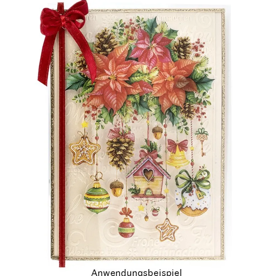 Transparent-Stickerbogen, Engel & weihnachtliche Floristik, versch. Designs, 10cm x 30cm, 10 Bogen