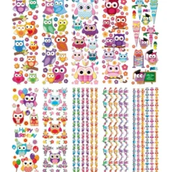 Transparent-Stickerbogen, Eulen, 10cm x 30cm, 10 Bogen