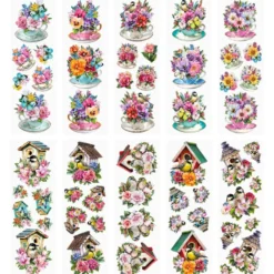 Transparent-Stickerbogen, Gartengrüße, verschiedene Designs, 10cm x 30cm, 10 Bogen