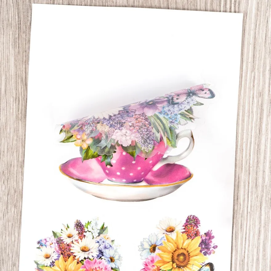 Transparent-Stickerbogen, Gartengrüße, verschiedene Designs, 10cm x 30cm, 10 Bogen
