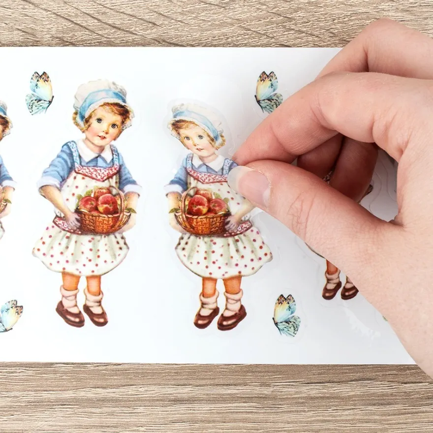Transparent-Stickerbogen, Kinder, verschiedene Designs, 10cm x 30cm, 10 Bogen