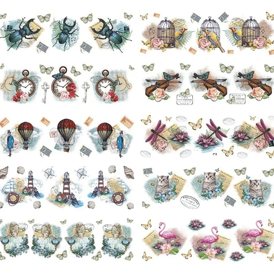 Transparent-Stickerbogen, Nostalgie, 10cm x 30cm, 10 Bogen