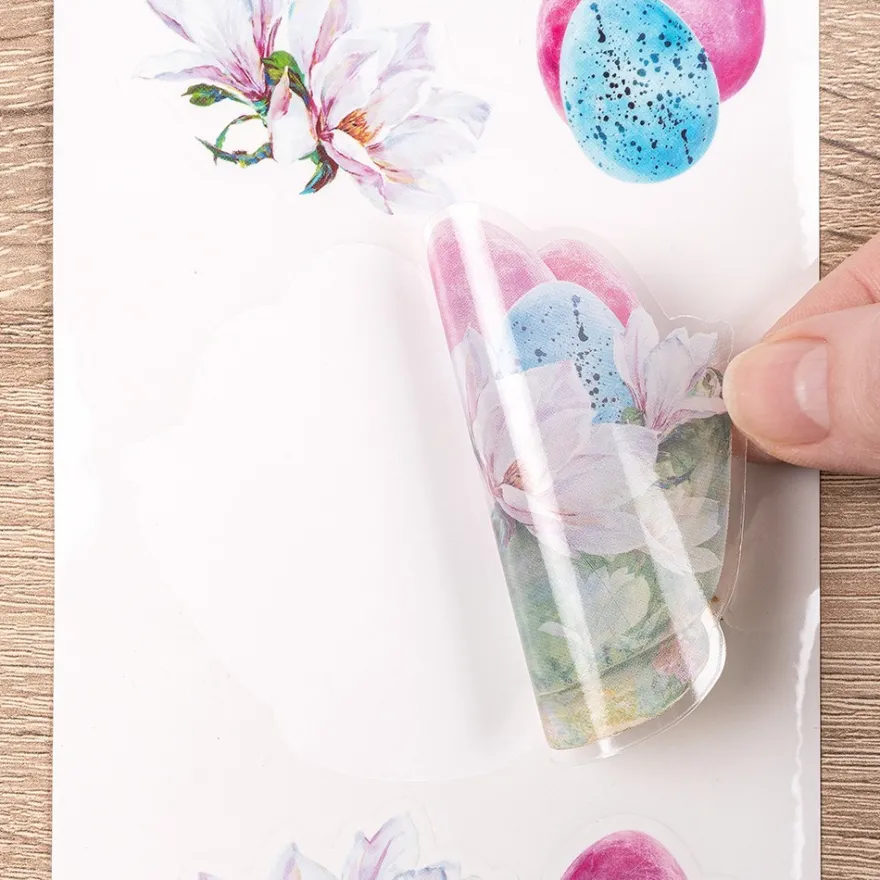 Transparent-Stickerbogen, Ostergrüße, verschiedene Designs, 10cm x 30cm, 10 Bogen