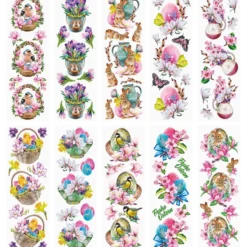 Transparent-Stickerbogen, Ostergrüße, verschiedene Designs, 10cm x 30cm, 10 Bogen
