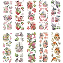 Transparent-Stickerbogen, Vintage Vögel & Schmetterlinge, versch. Designs, 10cm x 30cm, 10 Bogen