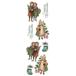Transparent-Stickerbogen, Wichtel, Schneemänner & Winterkinder, versch. Designs, 10cmx30cm, 10 Bogen