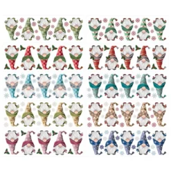 Transparent-Stickerbogen, Winter-Wichtel, verschiedene Designs, 10cm x 30cm, 10 Bogen