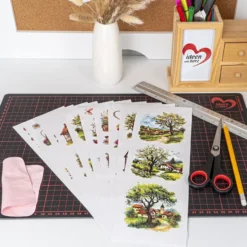 Transparent-Sticker, Garten- und Dorfidylle, verschiedene Designs, 10cm x 30cm, 10 Bogen