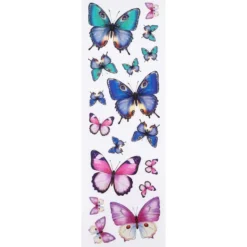 Transparent-Sticker, Schmetterlinge, versch. Designs, mit Glitzerveredelung, 10cm x 30cm, 10 Bogen