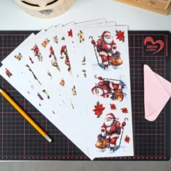 Transparent-Sticker, Schnee-& Weihnachtsmänner, verschiedene Designs, 10cm x 30cm, 10 Bogen
