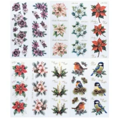 Transparent-Sticker, Winter-Floristik, verschiedene Designs, 10cm x 30cm, 10 Bogen