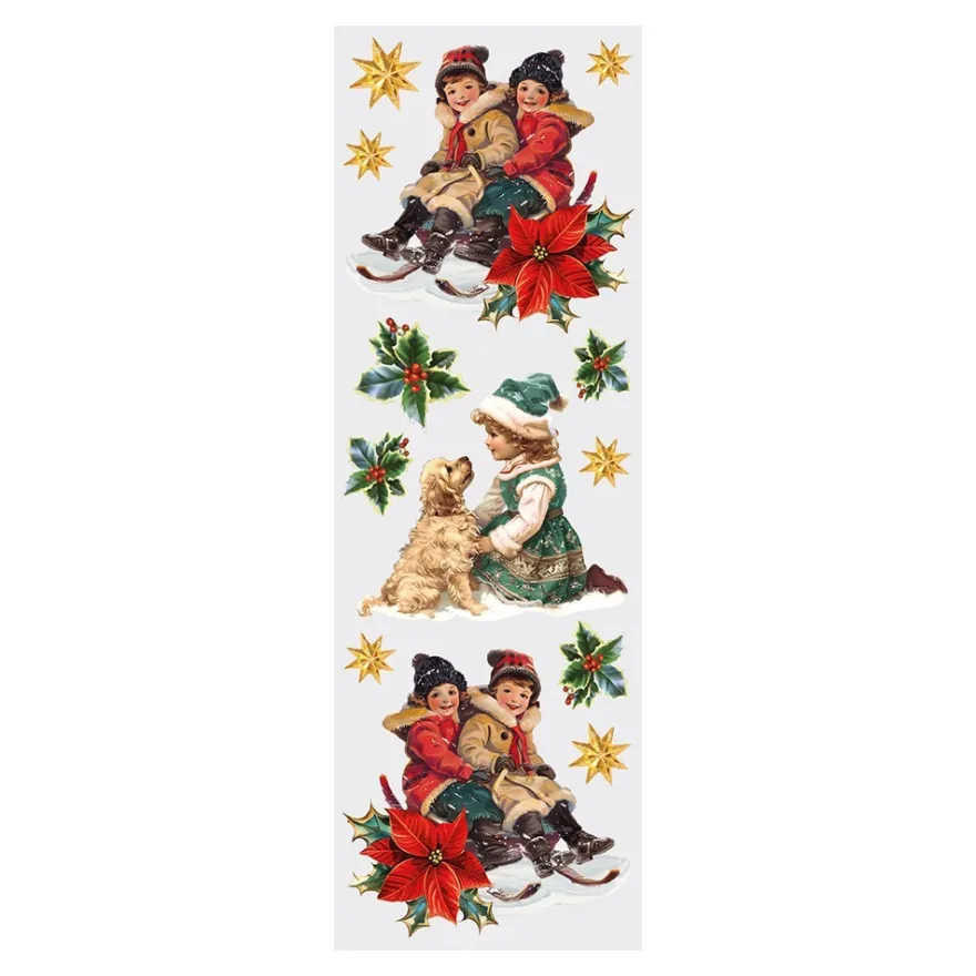 Transparent-Sticker, Winter-Kinder, verschiedene Designs, 10cm x 30cm, 10 Bogen