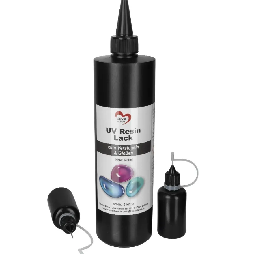 UV-Resin-Lack, zum Versiegeln & Gießen, 500ml, inkl. 2 Leerflaschen à 30ml