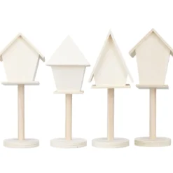 Vogelhäuschen aus Holz, zum Aufstellen, 4 verschiedene Größen, 4 Stück