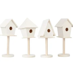 Vogelhäuschen aus Holz, zum Aufstellen, 4 verschiedene Größen, 4 Stück