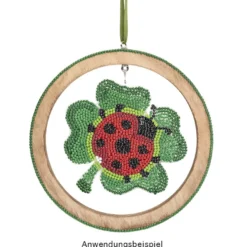 Vorlage für Diamond Painting: Seerose, Libelle, Marienkäfer, DIN A4