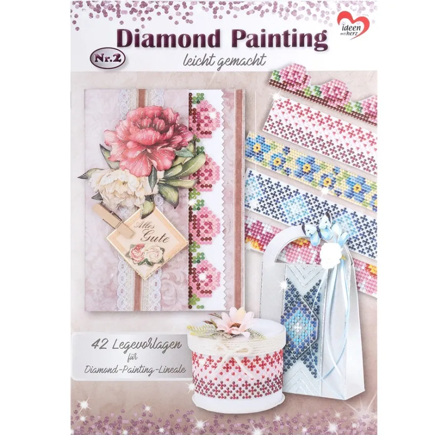 Vorlagenheft: Diamond Painting leicht gemacht Nr. 2, 42 Legevorlagen für Diamond-Painting-Lineale