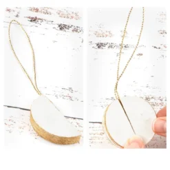 Waben-Kugeln, zum Aufhängen, Ø5cm, cremeweiß mit goldenem Rand, 6 Stück
