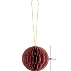 Waben-Kugeln, zum Aufhängen, Ø5cm, dunkelrot mit goldenem Rand, 6 Stück
