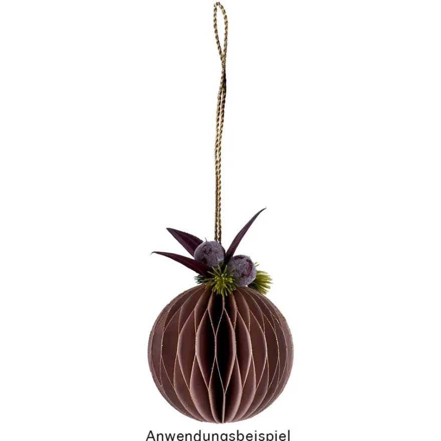 Waben-Kugeln, zum Aufhängen, Ø5cm, dunkelrot mit goldenem Rand, 6 Stück