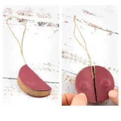 Waben-Kugeln, zum Aufhängen, Ø5cm, dunkelrot mit goldenem Rand, 6 Stück