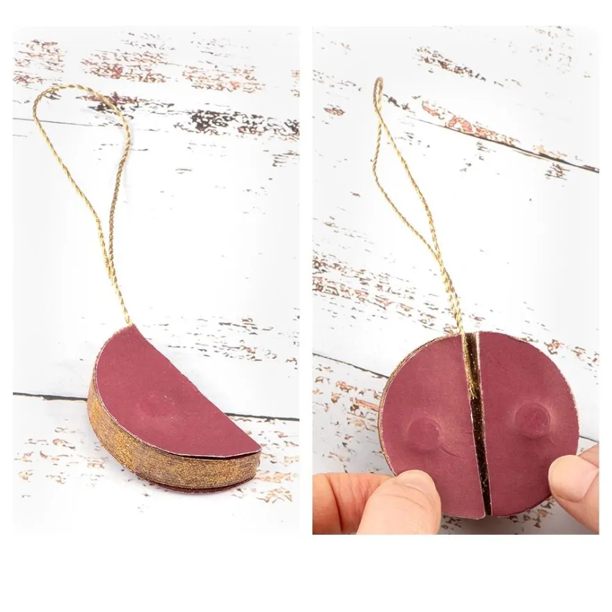 Waben-Kugeln, zum Aufhängen, Ø5cm, dunkelrot mit goldenem Rand, 6 Stück