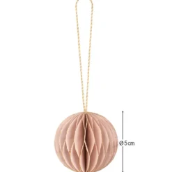 Waben-Kugeln, zum Aufhängen, Ø5cm, rosé mit goldenem Rand, 6 Stück