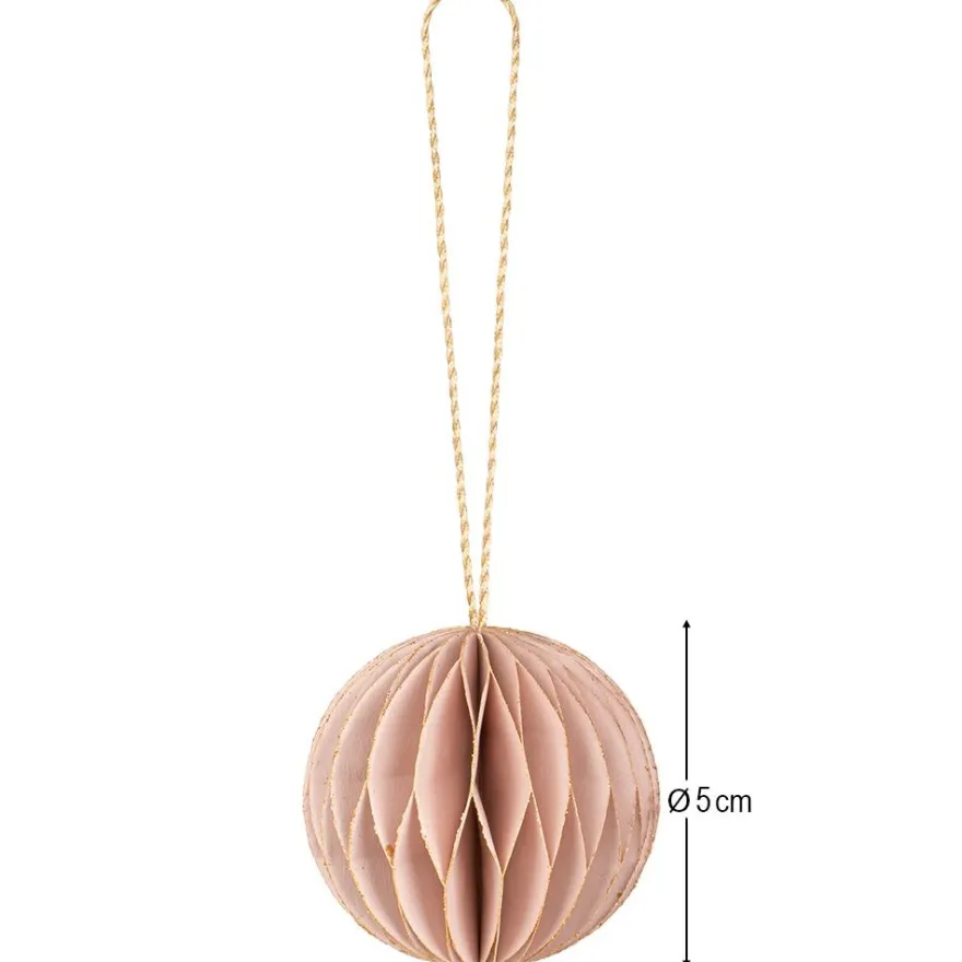 Waben-Kugeln, zum Aufhängen, Ø5cm, rosé mit goldenem Rand, 6 Stück