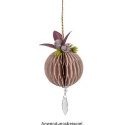 Waben-Kugeln, zum Aufhängen, Ø5cm, rosé mit goldenem Rand, 6 Stück